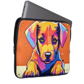Farbenfrohe Welpenkunst Laptopschutzhülle (Vorne Rechts)