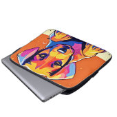 Farbenfrohe Welpenkunst Laptopschutzhülle (Vorne Knopf)