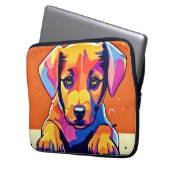 Farbenfrohe Welpenkunst Laptopschutzhülle (Vorderseite Links)