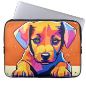 Farbenfrohe Welpenkunst Laptopschutzhülle (Vorderseite)