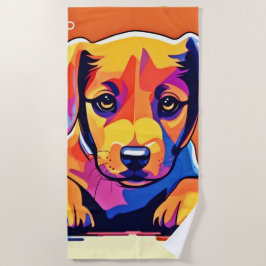 Farbenfrohe Welpenkunst Strandtuch