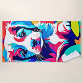 Farbenfrohe Welpenkunst Strandtuch (Vorderseite)