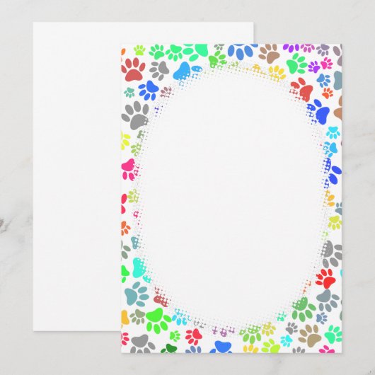 Farbenfrohe Welpenmuster Einladung (Vorne/Hinten)