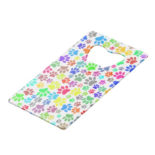 Farbenfrohe Welpenmuster Geldbeutel Flaschenöffner (Vorderseite Schrägansicht)