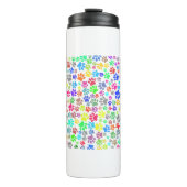 Farbenfrohe Welpenmuster Thermosbecher (Vorderseite)