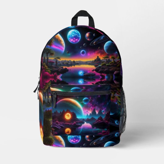 Farbenfrohe Welt, Alien Planets Bedruckter Rucksack (Vorderseite)