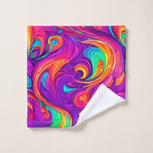 Farbenfrohe Welt: Blühende Muster Badhandtuch Set (Waschlappen)