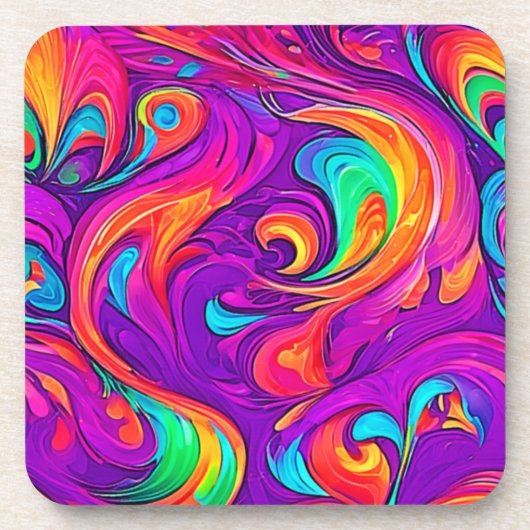 Farbenfrohe Welt: Blühende Muster Getränkeuntersetzer (Vorderseite)