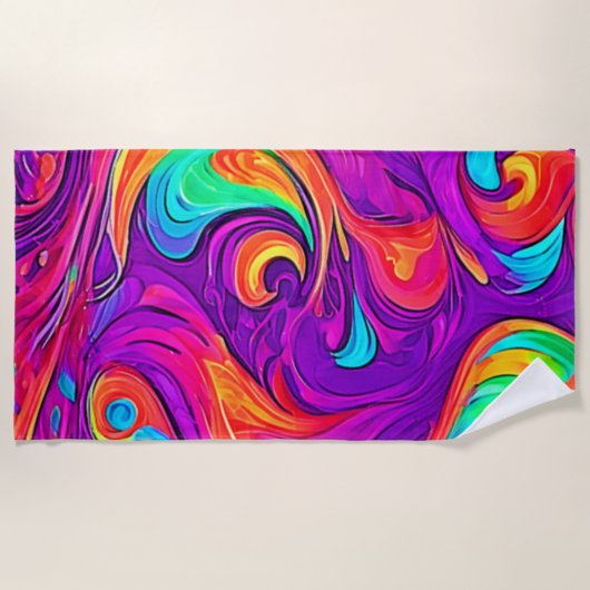 Farbenfrohe Welt: Blühende Muster Strandtuch (Vorderseite)