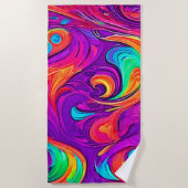 Farbenfrohe Welt: Blühende Muster Strandtuch (Vorderseite)