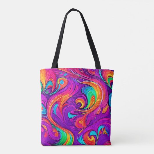 Farbenfrohe Welt: Blühende Muster Tasche (Rückseite)