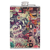 Farbenfrohe Welt der Aufkleber Flachmann (Rückseite)