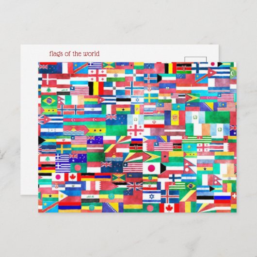 Farbenfrohe Weltflaggen Postkarte (Vorne/Hinten)