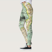 Farbenfrohe Weltkarte Pirate Schatzkarte Leggings (Links)