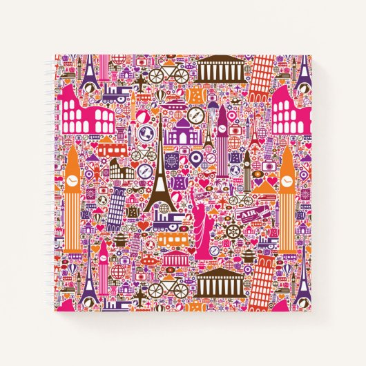 Farbenfrohe Weltmuster Notizblock (Vorderseite)