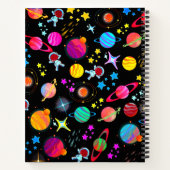 farbenfrohe Weltraumplaneten, Galaxie-Sternenmuste Notizblock (Rückseite)