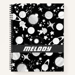 farbenfrohe Weltraumplaneten, Galaxie-Sternenmuste Notizblock