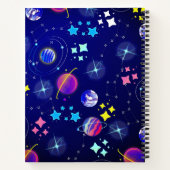 farbenfrohe Weltraumplaneten, Galaxie-Sternenmuste Notizblock (Rückseite)