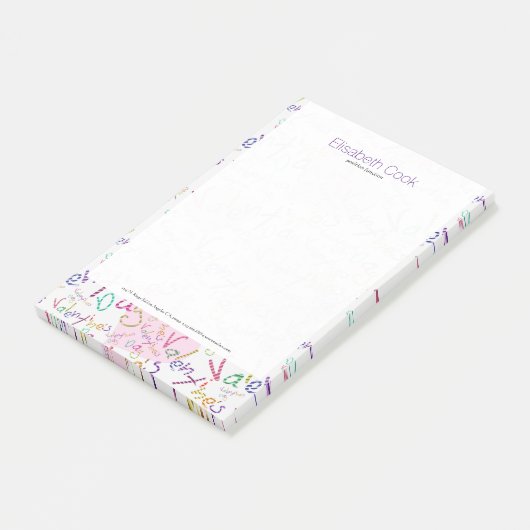 Farbenfrohe Werte für Herz und Textmuster Post-it Klebezettel (angewinkelt)