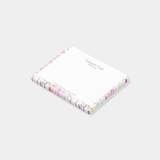 Farbenfrohe Werte für Herz und Textmuster Post-it Klebezettel (angewinkelt)