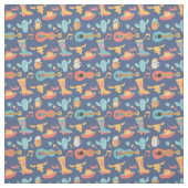 Farbenfrohe Western-Bilder auf blauem Blau Stoff (Muster)