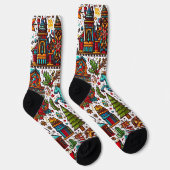 Farbenfrohe Western Muster Weihnachten Socken (Rechts)