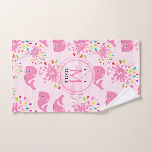 Farbenfrohe Whale-Monogramm-Muster Badhandtuch Set (Handtuch)
