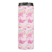 Farbenfrohe Whale-Monogramm-Muster Thermosbecher (Rückseite)