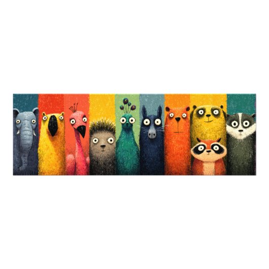Farbenfrohe Whimsical Animal Lineup Poster (Vorne)