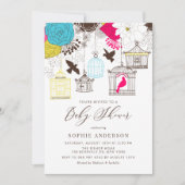 Farbenfrohe Whimsical Birdcages Babydusche Einladung (Vorderseite)