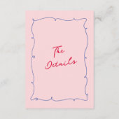 Farbenfrohe Whimsical Border & Script Hochzeitsdet Begleitkarte (Rückseite)