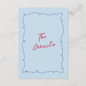 Farbenfrohe Whimsical Border & Script Hochzeitsdet Begleitkarte (Rückseite)