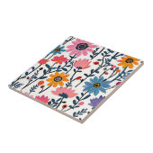 Farbenfrohe Whimsical Folk Art Floral Fliese (Seite)
