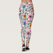 Farbenfrohe Whimsical Folk Art Floral Leggings (Rückseite)