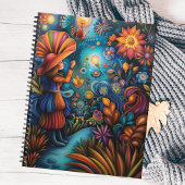 Farbenfrohe Whimsical Girl mit blühenden Blume Planer