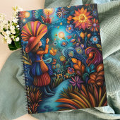 Farbenfrohe Whimsical Girl mit blühenden Blume Planer