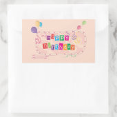 Farbenfrohe Whimsical Happy Birthday Rechteckiger Aufkleber (Tasche)
