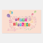 Farbenfrohe Whimsical Happy Birthday Rechteckiger Aufkleber (Vorderseite)