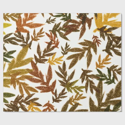 Farbenfrohe Whimsical Herbst Herbst Rustikale Blät Geschenkpapier (Flach)