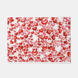Farbenfrohe Whimsical kleine Herzen Rot Rosa Weiß Fußmatte