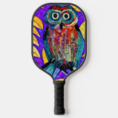 Farbenfrohe Whimsical Mosaikkunst Pickleball Schläger (Vorderseite)