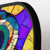 Farbenfrohe Whimsical Mosaikkunst Pickleball Schläger (Linke Seite)