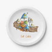 Farbenfrohe Whimsical Mushroom Village Housewarmin Pappteller (Vorderseite)