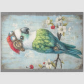 Farbenfrohe Whimsical Punk Bird Parrot J9R Decoupa Seidenpapier (Vorderseite)
