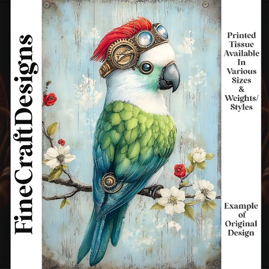 Farbenfrohe Whimsical Punk Bird Parrot J9R Decoupa Seidenpapier