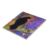 Farbenfrohe Whimsical Raven Laughing Fliese (Seite)