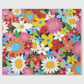 Farbenfrohe Whimsical Spring Flowers Garden Chic N Geschenkpapier (Flach)
