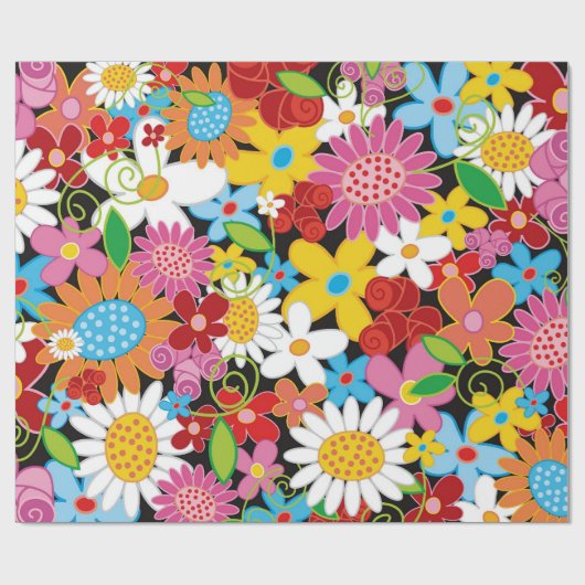 Farbenfrohe Whimsical Spring Flowers Garden Chic N Geschenkpapier (Flach)