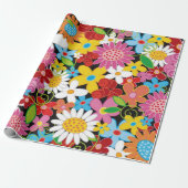 Farbenfrohe Whimsical Spring Flowers Garden Chic N Geschenkpapier (Ungerollt)
