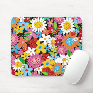 Farbenfrohe Whimsical Spring Flowers Garden Giro Mousepad